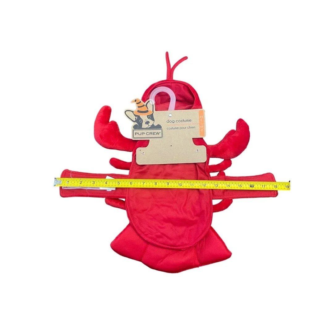 Pup Crew Lobster Dog Costume Red XS/S Halloween Pet‎ Outfit Hooded Plush NWT